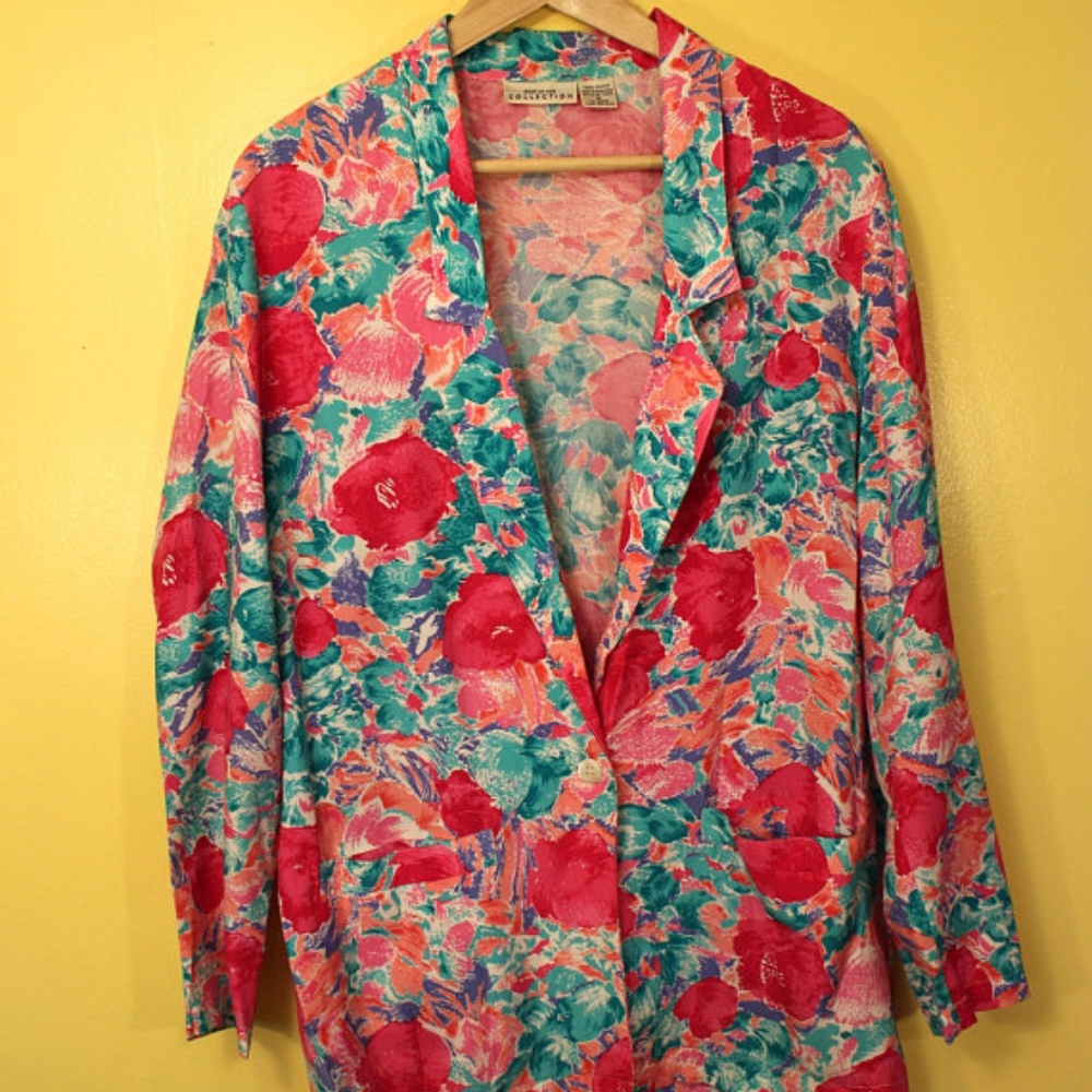 1980s Neon Floral Blazer Vintage for Spring